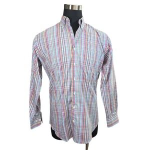 Peter Millar Shirt Mens Seaside Finish Plaid Cotton Button Up 100% Cotton Size M